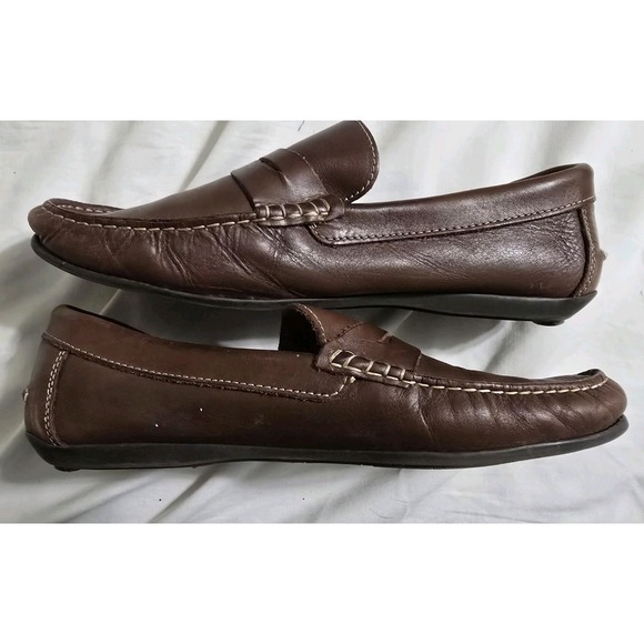 Florsheim Men's Penny Loafers Brown Leather Driving Racing Shoes Size 12 - Picture 5 of 7